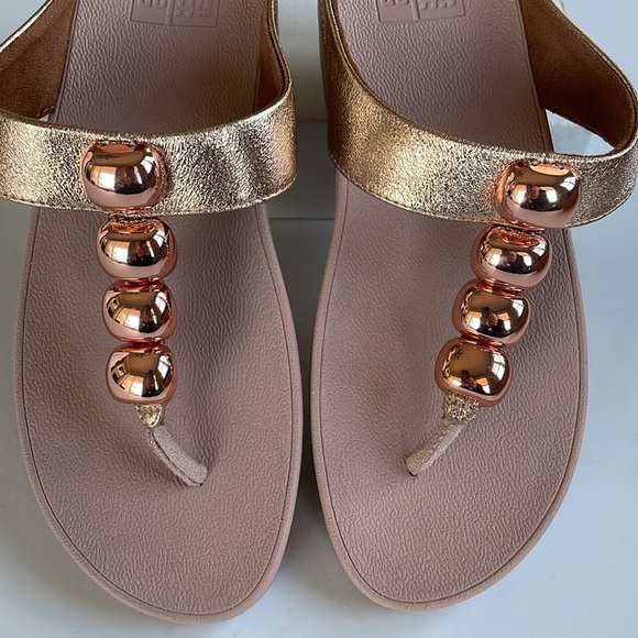NWT Fit Flop Francheska Glitzy Toe Thongs Rose Gold 6 - Picture 3 of 16